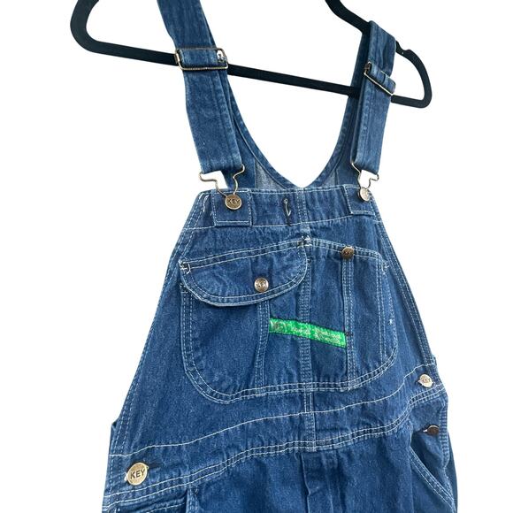 VTG KEY Bib Overalls 36x29 Denim Work Farm Trucker Hipster Hip Hop USA 90s Y2K - Picture 5 of 15